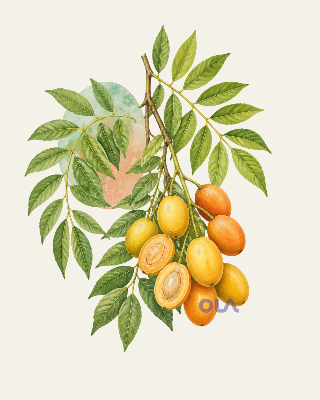 Acuarela botánica contemporánea de Jobo