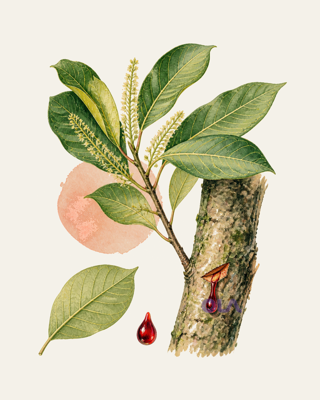 Acuarela botánica contemporánea de Sangre de drago
